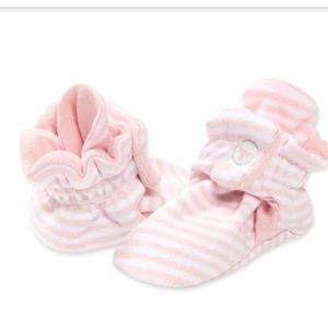 Burt’s Bees baby booties 0-3 month pink stripe